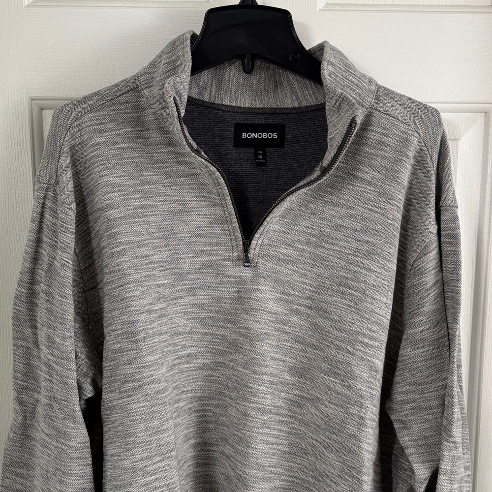 Bonobos Heather Gray Zip-Up Pullover